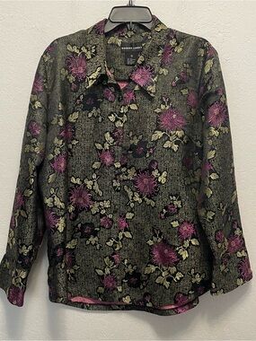 Robert Louis Women’s Kimono Jacket XL Silk Blend Asian Floral Embroidered